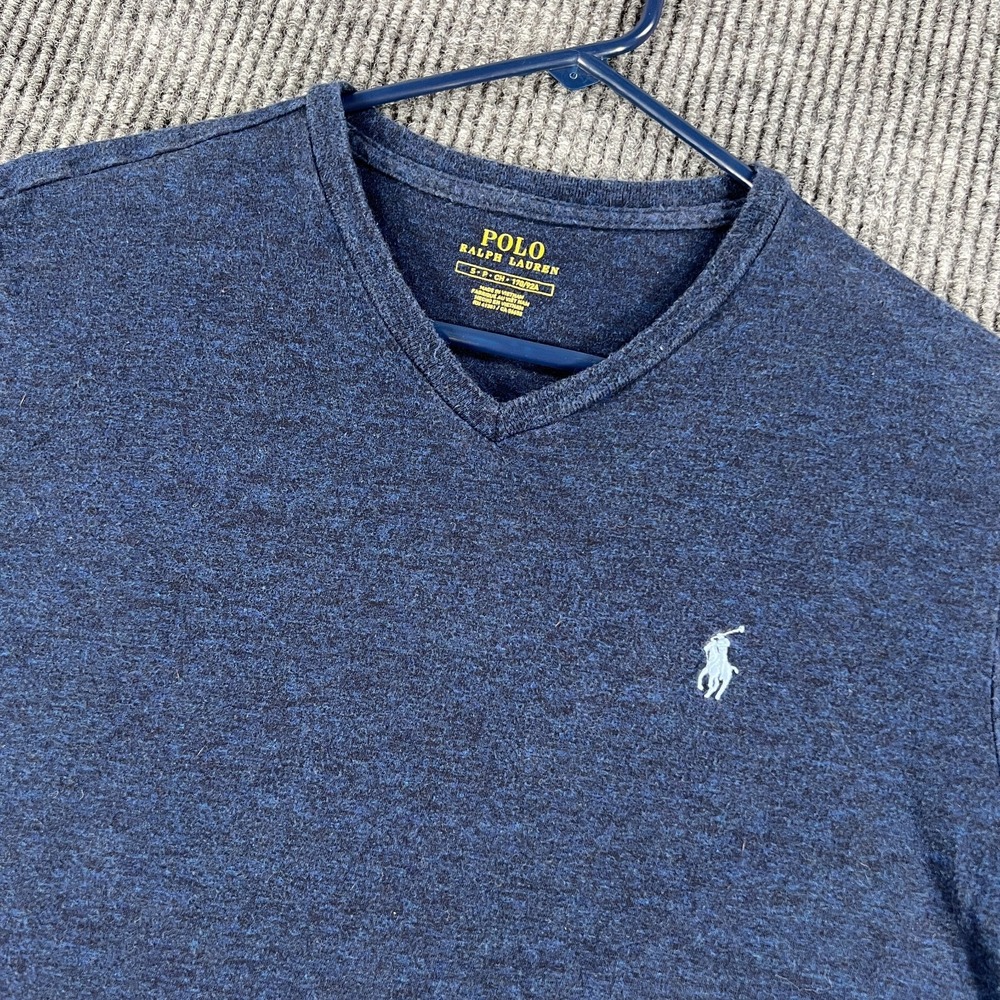 Polo Ralph Lauren Shirt Mens Small Blue Short Sleeve V Neck Casual Comfort